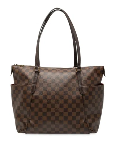 Pre-owned Louis Vuitton 2014 Damier Ebene Totally Mm Tote Bag In Brown