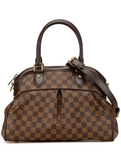 Pre-owned Louis Vuitton 2014 Damier Ebene Trevi Pm Satchel In Brown