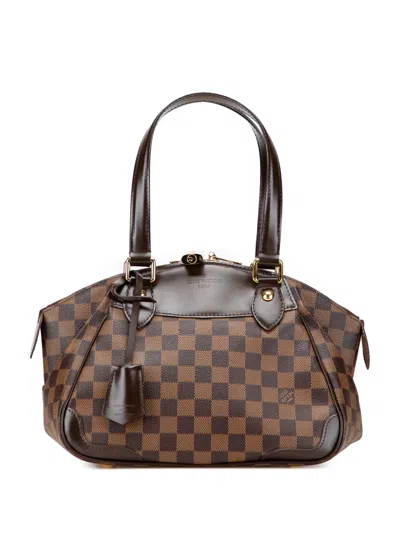 Pre-owned Louis Vuitton 2014 Damier Ebene Verona Pm Satchel In Brown