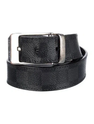 Pre-owned Louis Vuitton 2014 Damier Graphite Pattern Belt Kit In Black