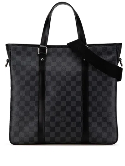 Pre-owned Louis Vuitton 2014 Damier Graphite Tadao Pm Satchel In Black