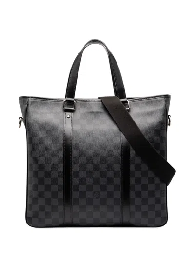 Pre-owned Louis Vuitton 2014 Damier Graphite Tadao Satchel In Black
