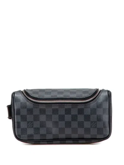 Pre-owned Louis Vuitton 2014 Damier Graphite Toiletry Pouch Clutch Bag In Black