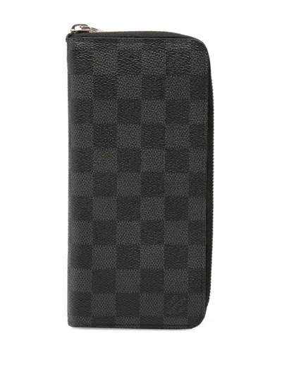 Pre-owned Louis Vuitton 2014 Damier Graphite Vertical Zippy Wallet Long Wallets In Black