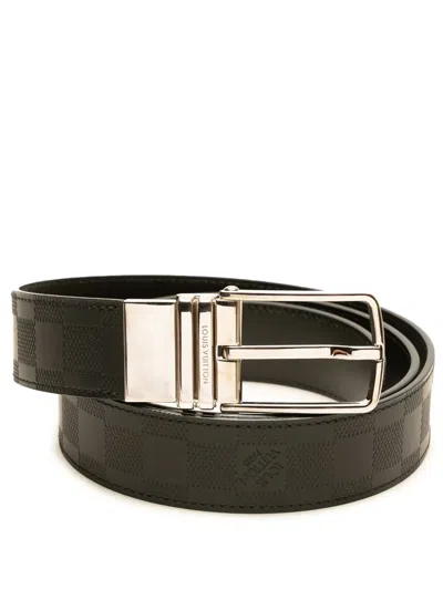 Pre-owned Louis Vuitton 2014 Damier Infini Boston Reversible Belt In Black