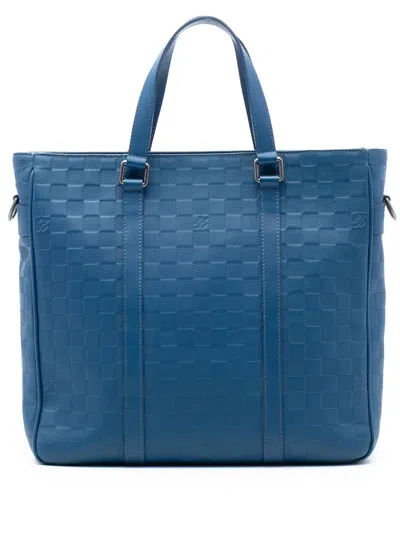 Pre-owned Louis Vuitton 2014 Damier Infini Tadao Pm Satchel In Blue