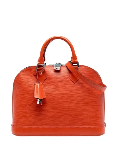 Pre-owned Louis Vuitton 2014 Epi Alma Pm Satchel In Orange