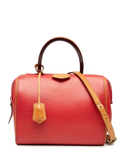 Pre-owned Louis Vuitton 2014 Epi Doc Bb Satchel In Red
