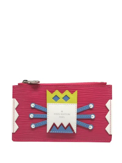 Pre-owned Louis Vuitton 2014 Epi Pochette Crete Tribal Mask Coin Pouch In Pink