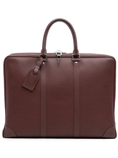 Pre-owned Louis Vuitton 2014 Epi Porte Documents Voyage Business Bag In Red