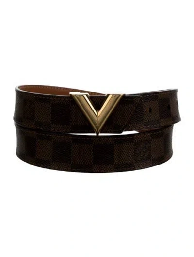 Pre-owned Louis Vuitton 2014 Essential V 30mm Waist Belt In Brown