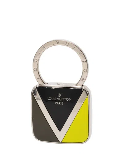 Pre-owned Louis Vuitton 2014 Gaston V Twist Key Chain In Silver
