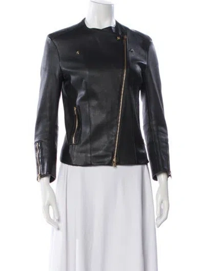 Pre-owned Louis Vuitton 2014 Leather Biker Jacket In Black