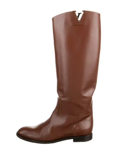 Pre-owned Louis Vuitton 2014 Leather Riding Boots In Brown