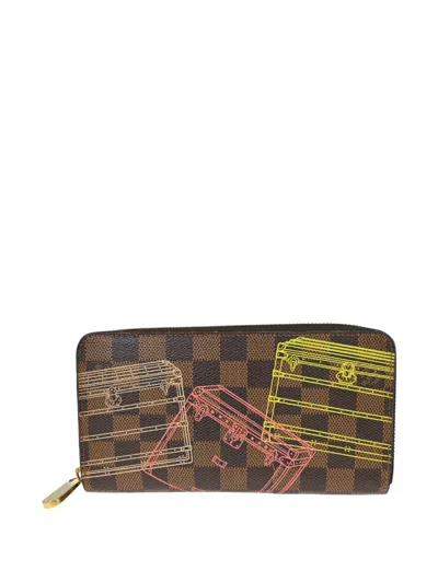 Pre-owned Louis Vuitton 2014 Long Trunk Zippy Patterned Wallet In Brown