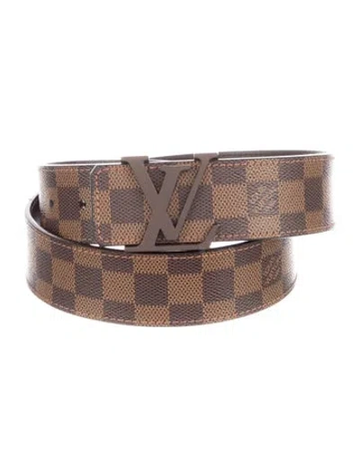 Pre-owned Louis Vuitton 2014 Lv Initiales Damier Ebene Belt Kit In Brown