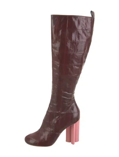 Pre-owned Louis Vuitton 2014 Lv Monogram Boots In Burgundy