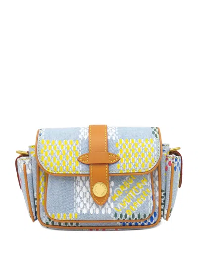 Pre-owned Louis Vuitton 2014 Lv Vers Damier Denim Cargo Wearable Wallet Crossbody Bag In Blue