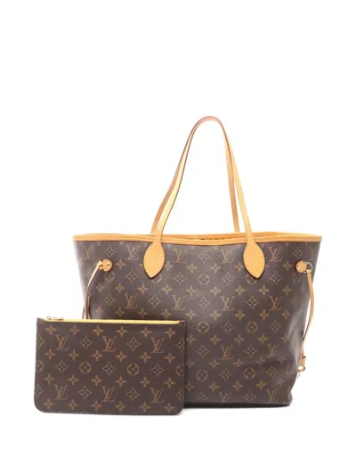 Pre-owned Louis Vuitton 2014 Mm Neverfull Mimosa Monogram Tote Bag In Brown