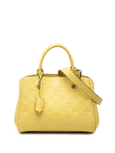 Pre-owned Louis Vuitton 2014 Monogram Empreinte Montaigne Bb Satchel In Yellow