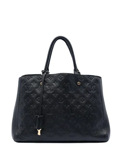 Pre-owned Louis Vuitton 2014 Monogram Empreinte Montaigne Gm Satchel In Black