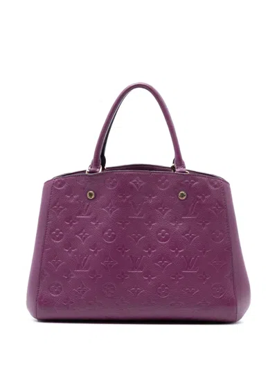 Pre-owned Louis Vuitton 2014 Monogram Empreinte Montaigne Mm Satchel In Purple