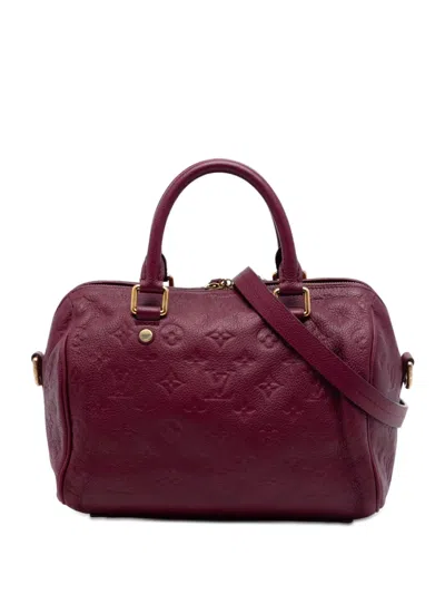 Pre-owned Louis Vuitton 2014 Monogram Empreinte Speedy Bandouliere 25 Satchel In Red