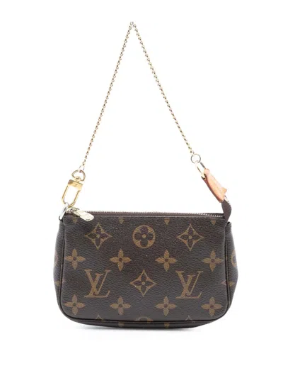 Pre-owned Louis Vuitton 2014 Monogram Mini Pochette Accessoires Handbag In Brown
