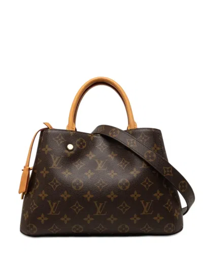 Pre-owned Louis Vuitton 2014 Monogram Montaigne Bb Satchel In Brown