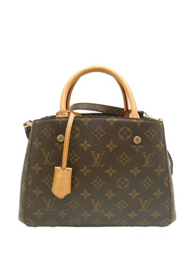 Pre-owned Louis Vuitton 2014 Monogram Montaigne Bb Satchel In Brown