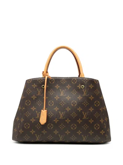 Pre-owned Louis Vuitton 2014 Monogram Montaigne Mm Satchel In Brown