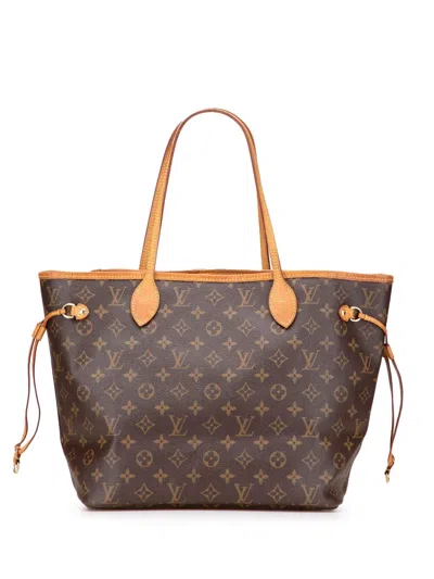 Pre-owned Louis Vuitton 2014 Monogram Neverfull Mm Tote Bag In Brown