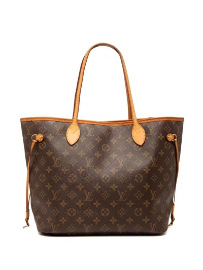 Pre-owned Louis Vuitton 2014 Monogram Neverfull Mm Tote Bag In Brown