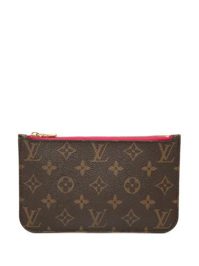 Pre-owned Louis Vuitton 2014 Monogram Neverfull Pm Pouch In Brown