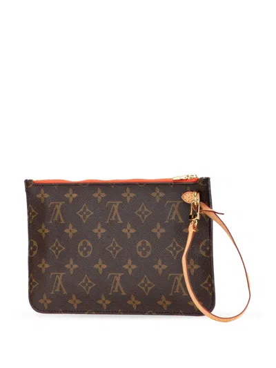 Pre-owned Louis Vuitton 2014 Monogram Neverfull Pouch In Brown