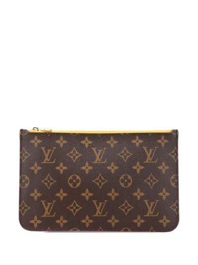 Pre-owned Louis Vuitton 2014 Monogram Neverfull Pouch In Brown