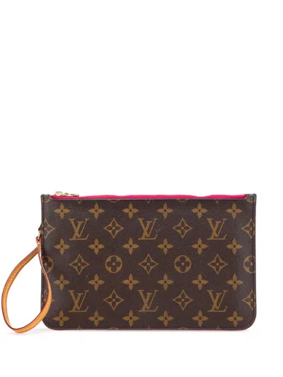 Pre-owned Louis Vuitton 2014 Monogram Neverfull Pouch In Brown