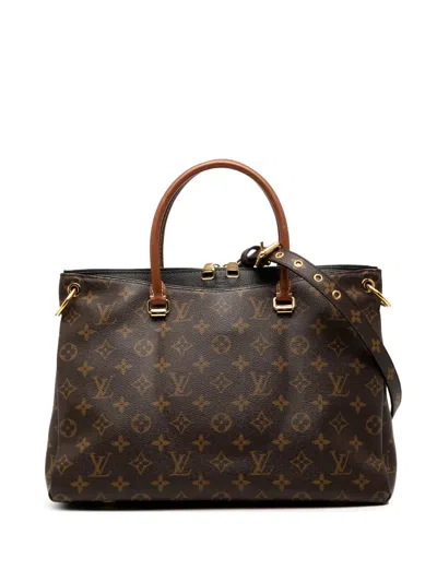 Pre-owned Louis Vuitton 2014 Monogram Pallas Mm Satchel In Brown