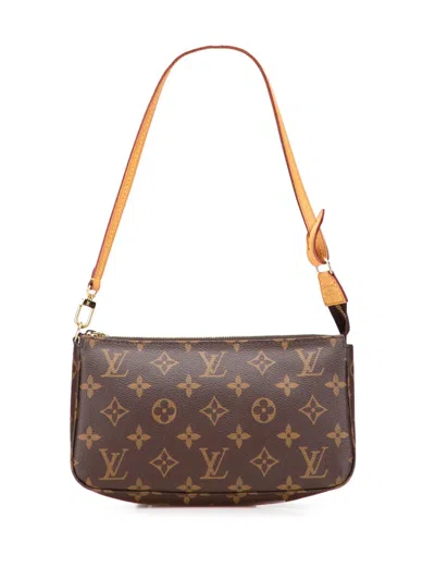 Pre-owned Louis Vuitton 2014 Monogram Pochette Accessoires Shoulder Bag In Brown