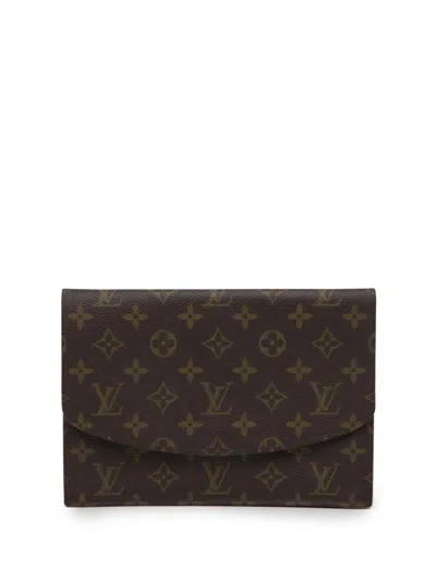 Pre-owned Louis Vuitton 2014 Monogram Pochette Rabat 23 Clutch Bag In Brown