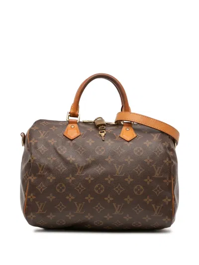 Pre-owned Louis Vuitton 2014 Monogram Speedy Bandouliere 30 Satchel In Brown