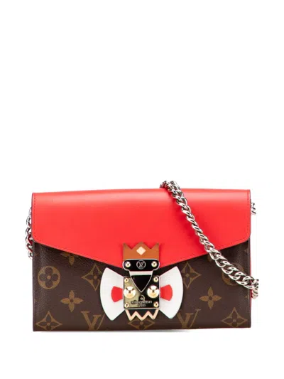 Pre-owned Louis Vuitton 2014 Monogram Tribal Mask Chain Wallet Crossbody Bag In Brown