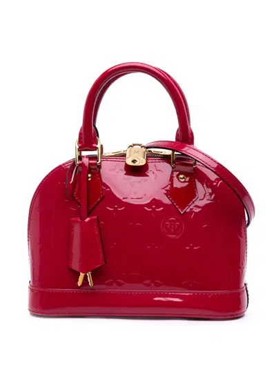 Pre-owned Louis Vuitton 2014 Monogram Vernis Alma Bb Satchel In Red