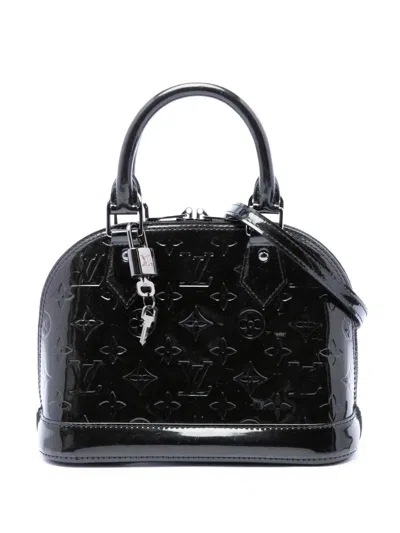 Pre-owned Louis Vuitton 2014 Monogram Vernis Alma Bb Satchel In Black