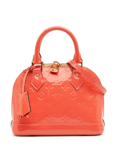 Pre-owned Louis Vuitton 2014 Monogram Vernis Alma Bb Satchel In Orange