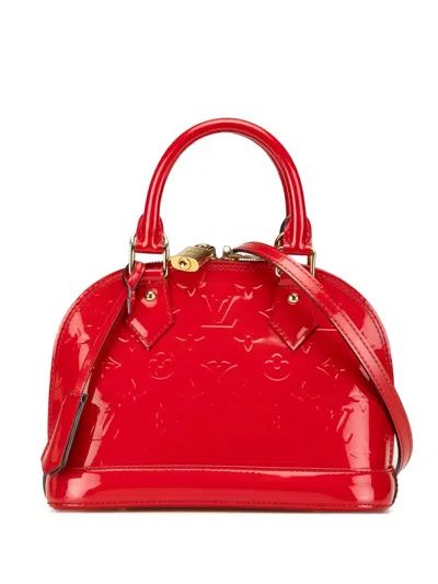 Pre-owned Louis Vuitton 2014 Monogram Vernis Alma Bb Satchel In Red