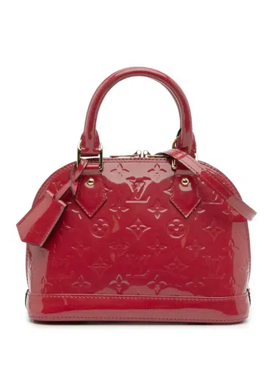 Pre-owned Louis Vuitton 2014 Monogram Vernis Alma Bb Satchel In Red