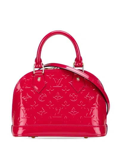 Pre-owned Louis Vuitton 2014 Monogram Vernis Alma Bb Satchel In Red