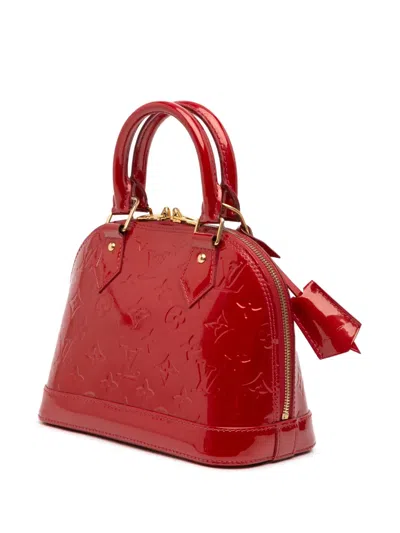 Pre-owned Louis Vuitton 2014 Monogram Vernis Alma Bb Satchel In Red