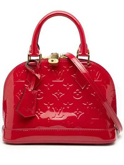 Pre-owned Louis Vuitton 2014 Monogram Vernis Alma Bb Satchel In Red